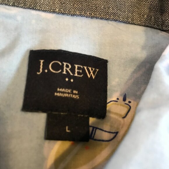J Crew Mens Short Sleeve Button-Down Shirt Size S Blue Speedboat Print - Picture 7 of 8